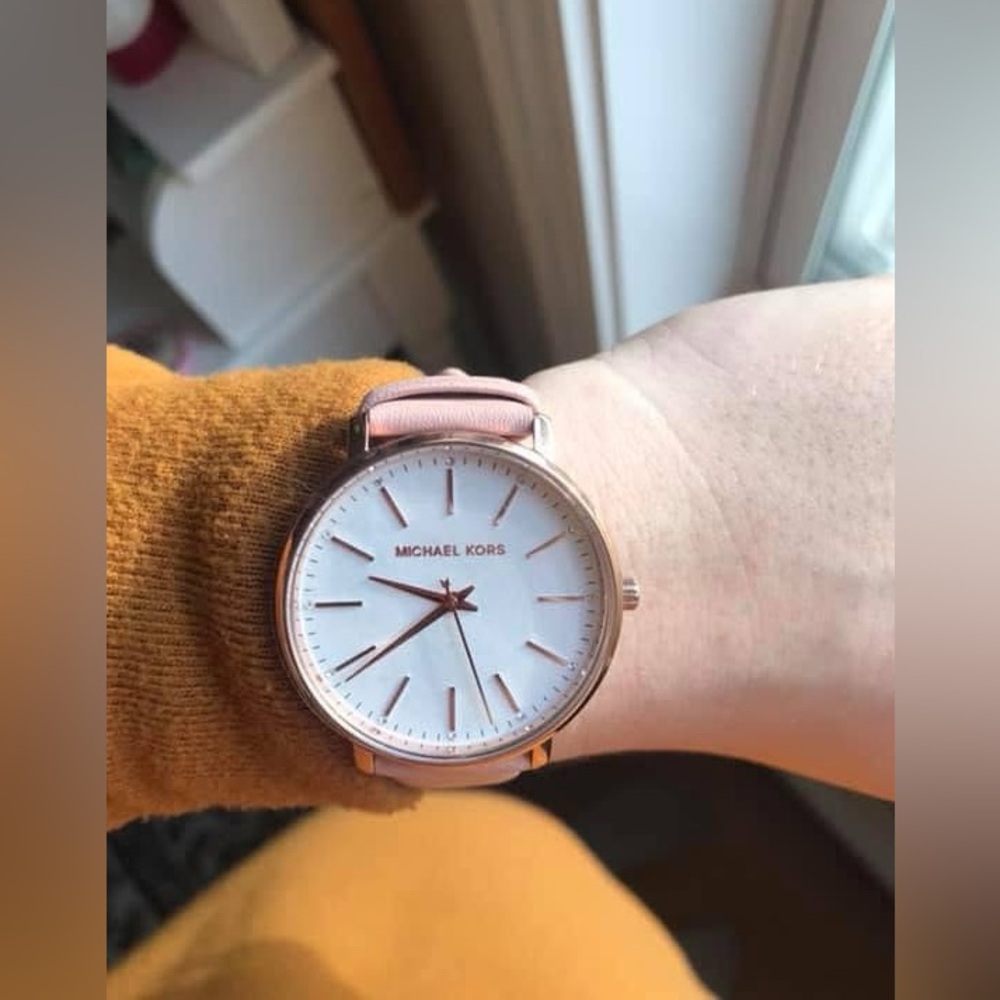 Michael Kors Rose Gold and White Timepiece